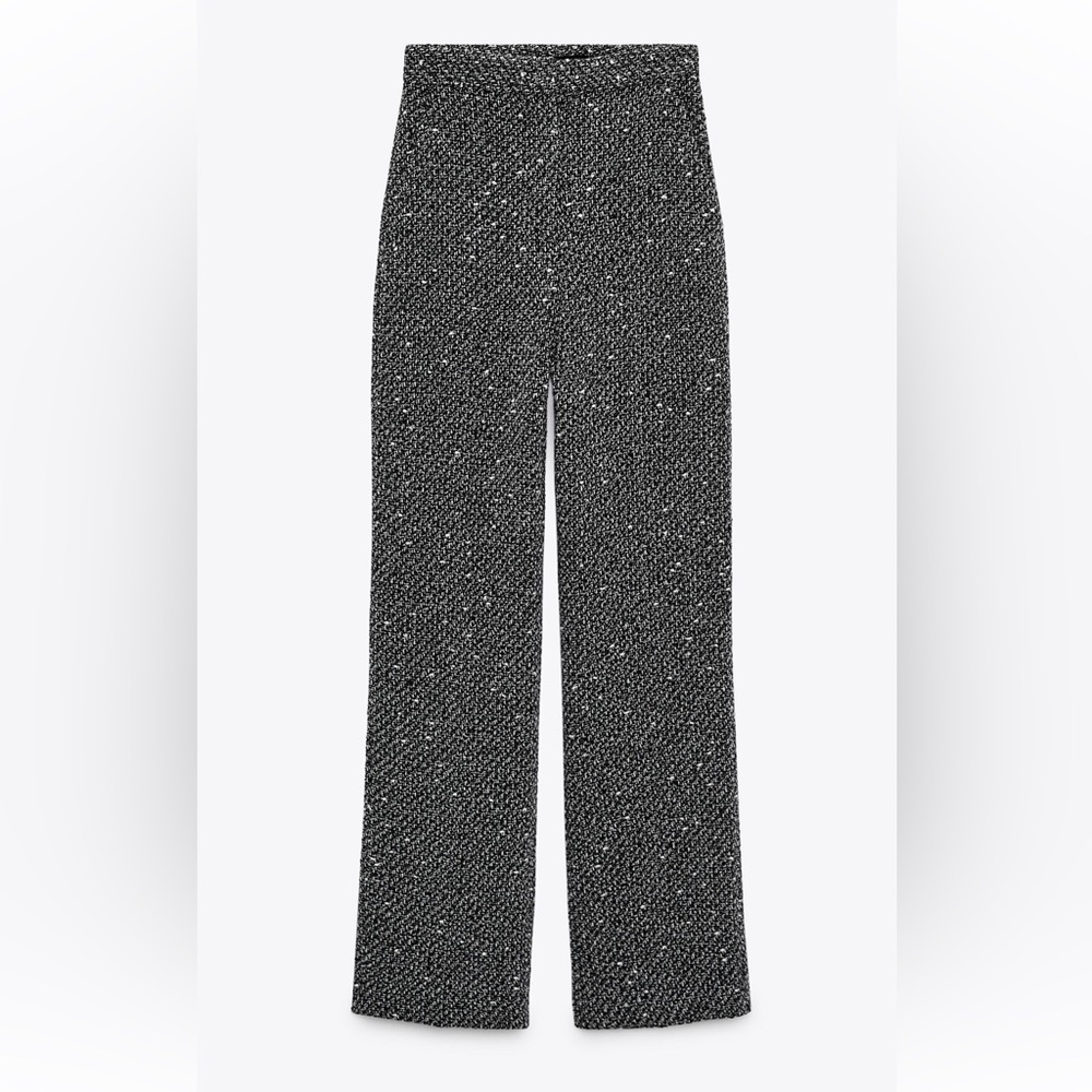 Zara Structured wide leg pants, black and white, size Medium, new with tags